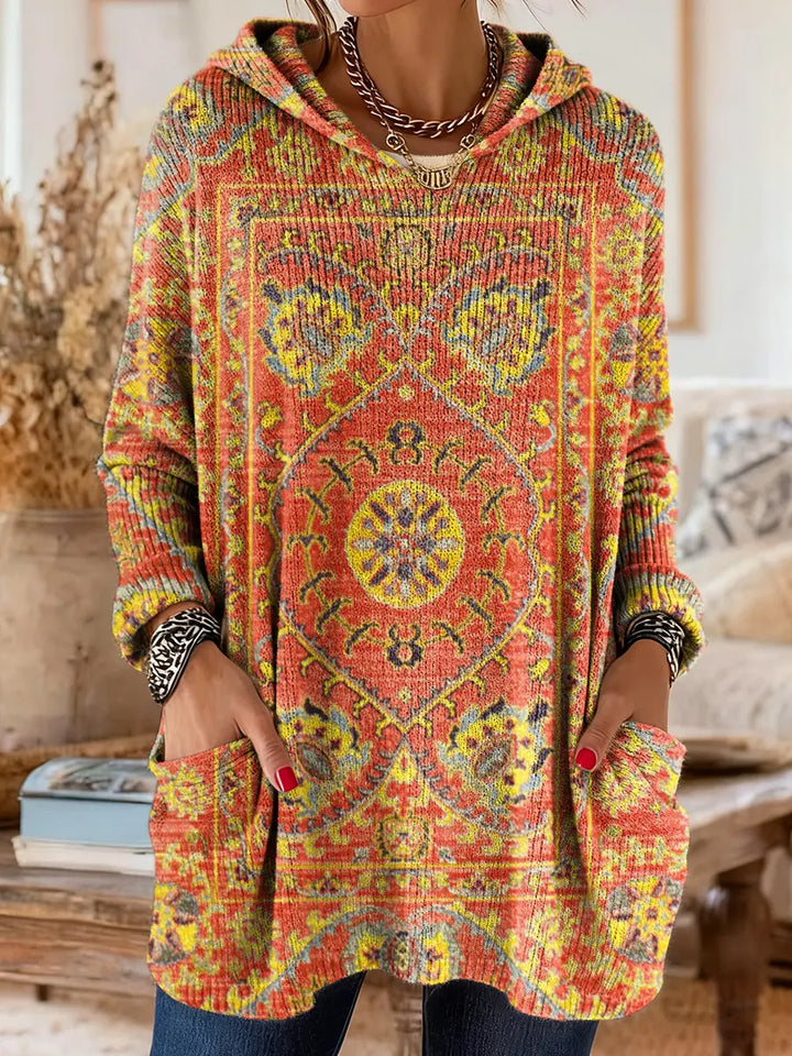 Women’s Boho Tribal Print Hooded Tunic