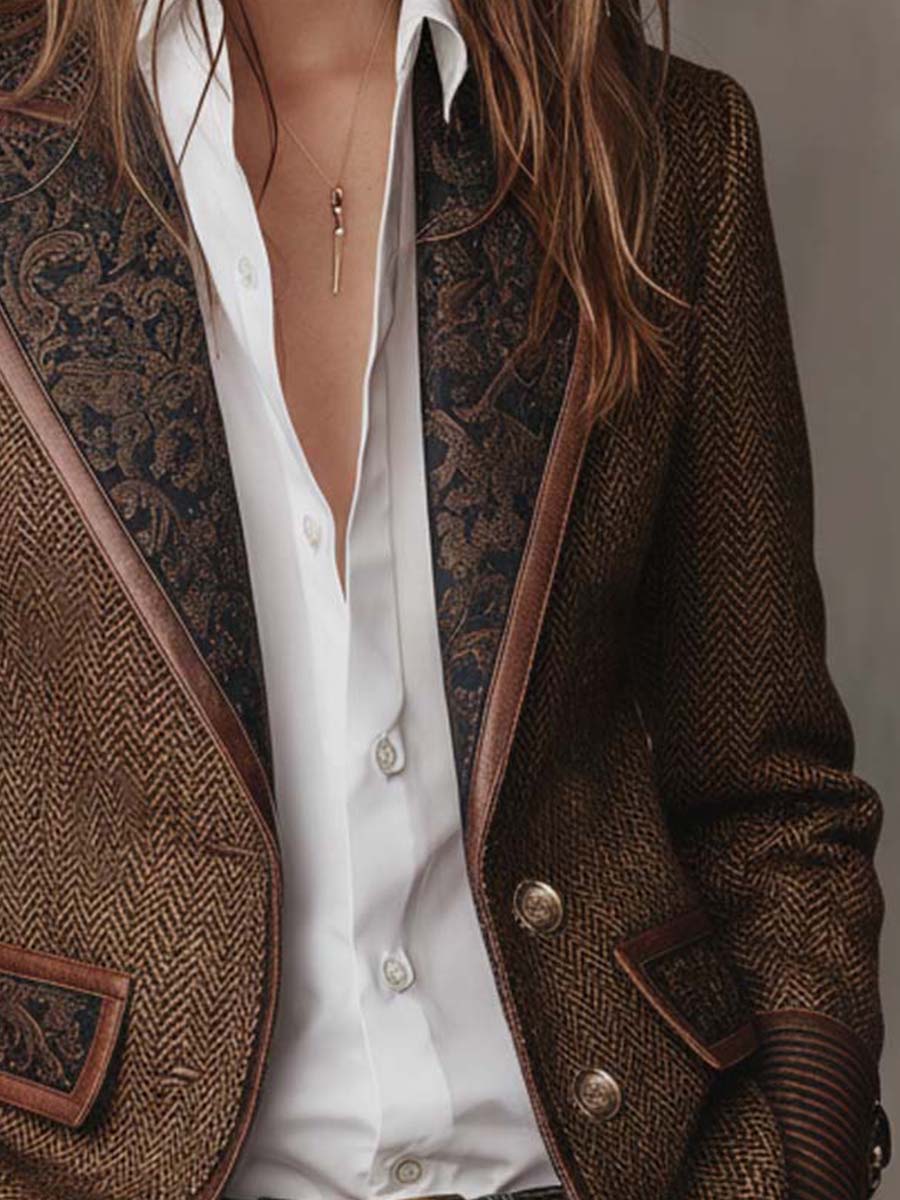 The herringbone blazer styled for everyday wear