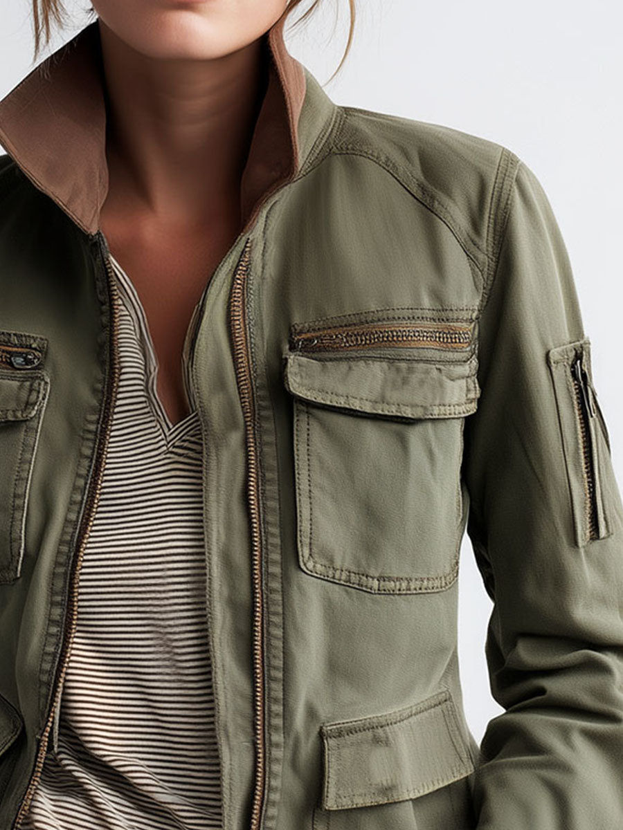 Women’s Olive Green Utility Cargo Jacket