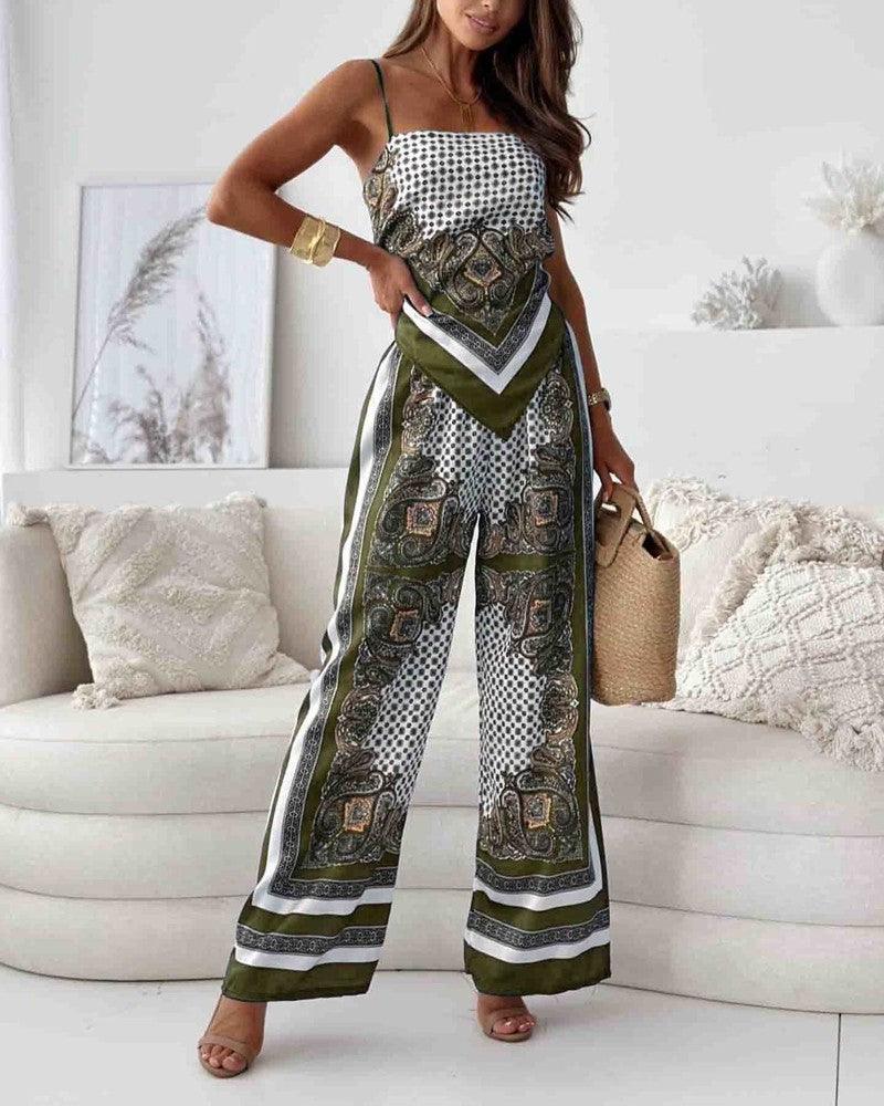 Women’s Lace-Up Two-Piece Vest And Pants Set