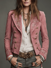Women’s Vintage Double Breasted Embroidered Jacket