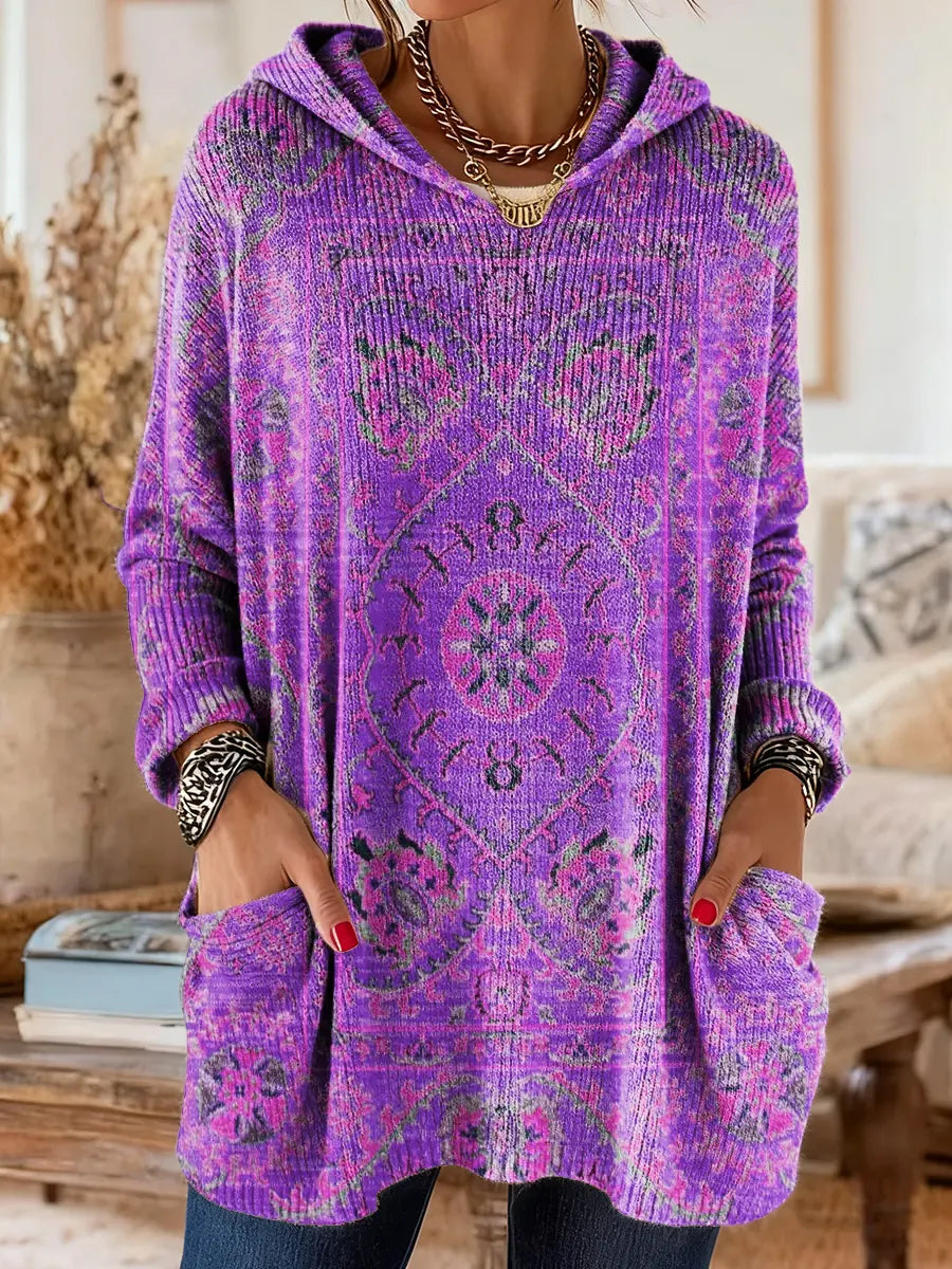 Women’s Boho Tribal Print Hooded Tunic