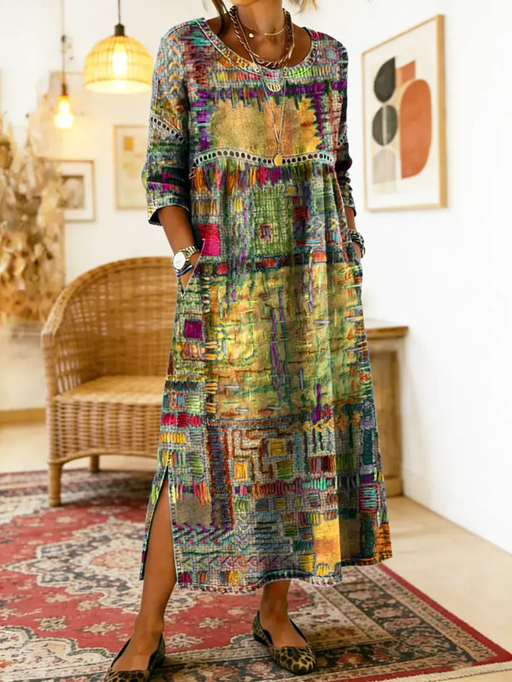 Women’s Boho Patchwork Printed Dress