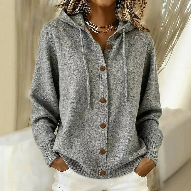 Women’s Hooded Button Front Knit Cardigan