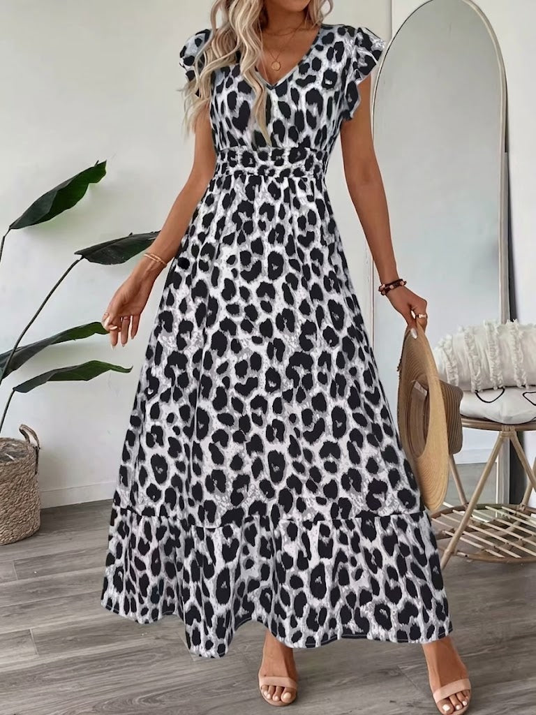 Women’s Baroque Print V-Neck Maxi Dress