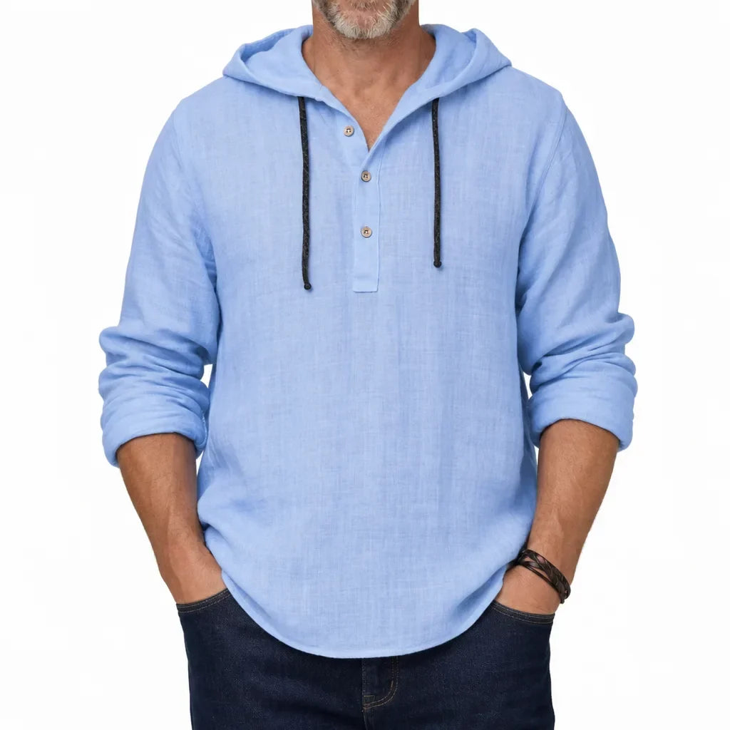 Men’s Relaxed Hooded Henley Shirt