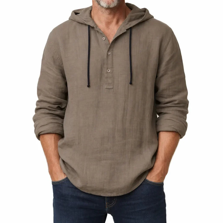 Men’s Relaxed Hooded Henley Shirt