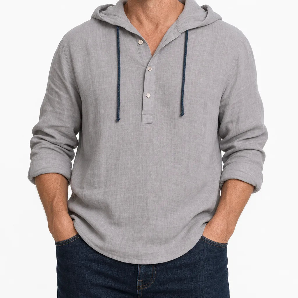Men’s Relaxed Hooded Henley Shirt