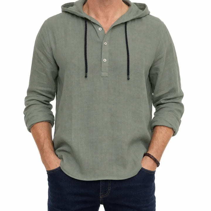 Men’s Relaxed Hooded Henley Shirt