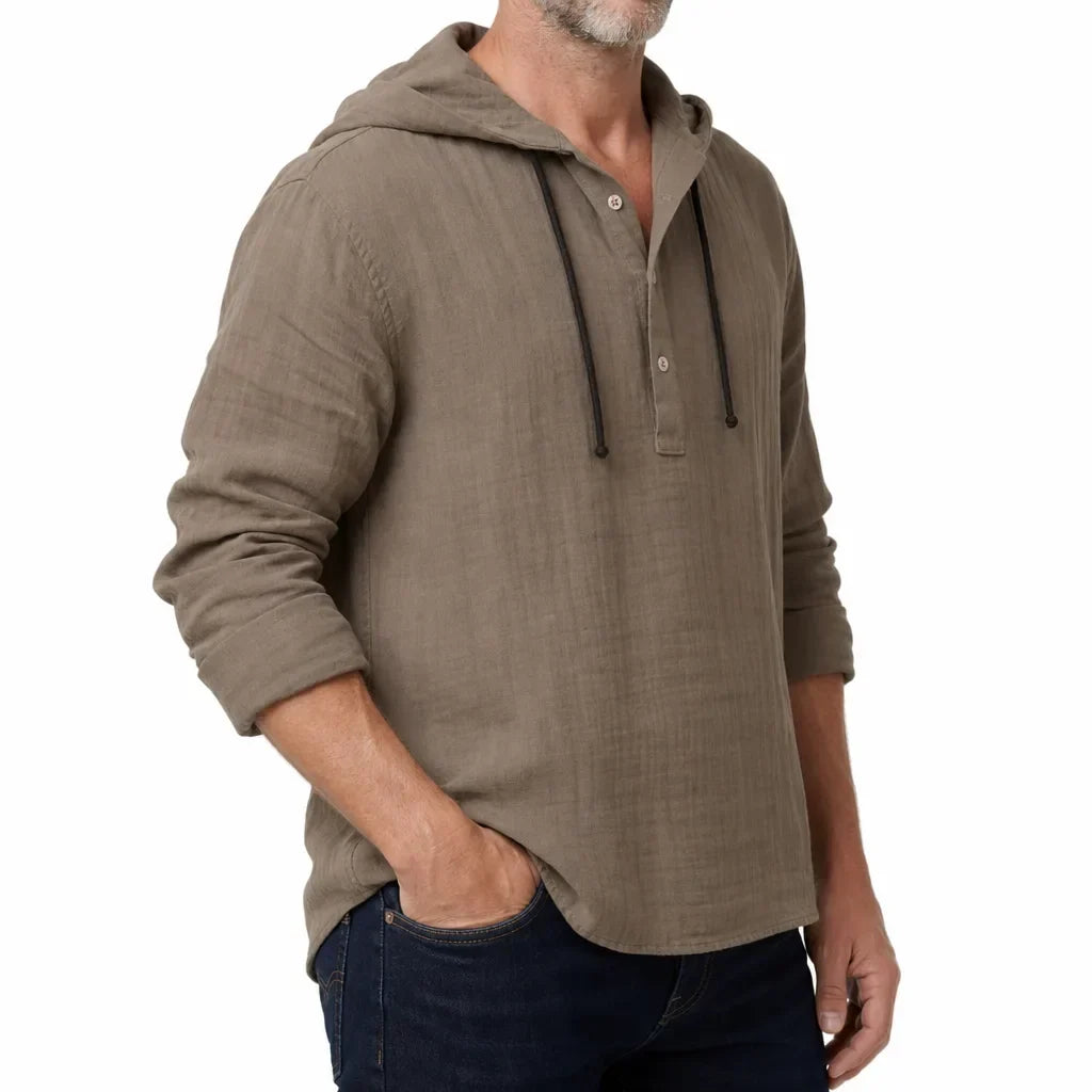 Men’s Relaxed Hooded Henley Shirt