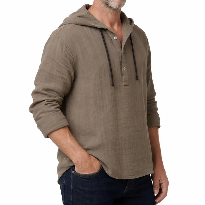 Men’s Relaxed Hooded Henley Shirt