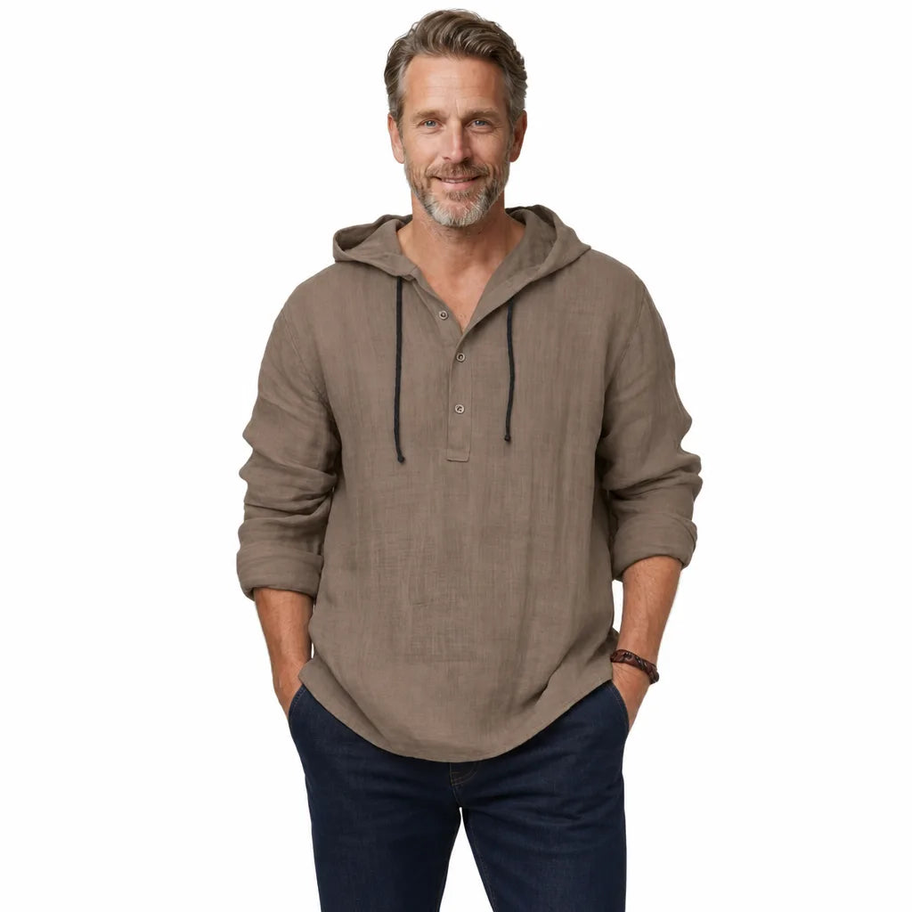 Men’s Relaxed Hooded Henley Shirt