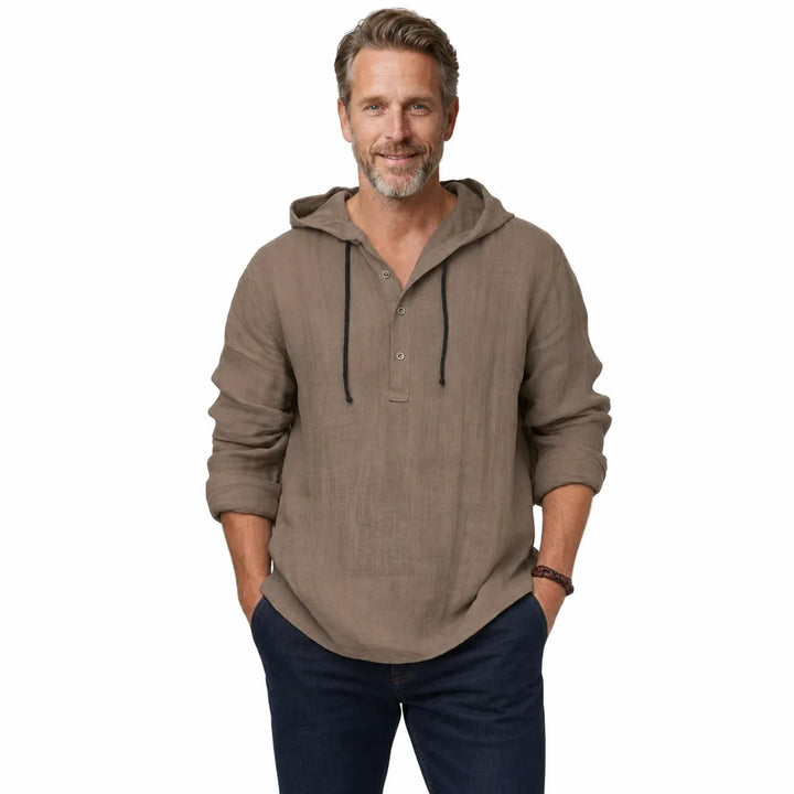 Men’s Relaxed Hooded Henley Shirt
