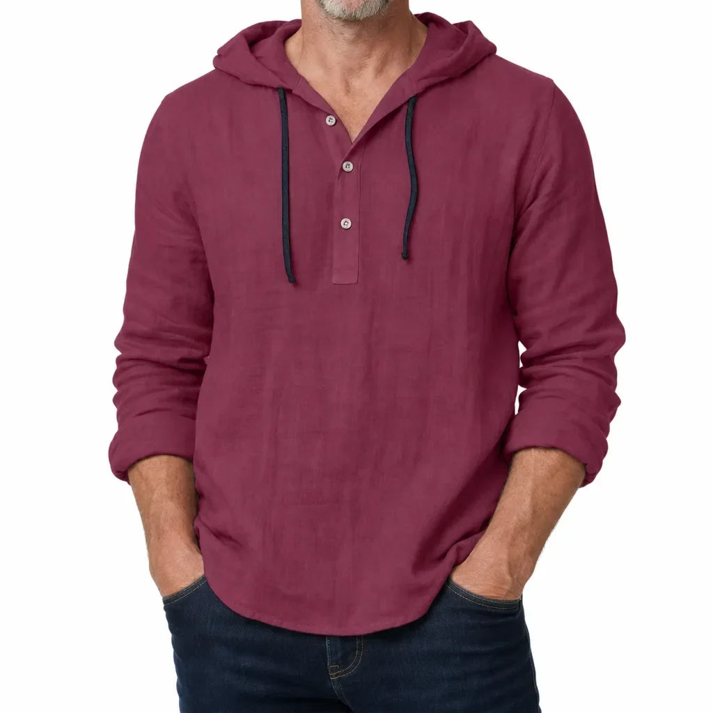 Men’s Relaxed Hooded Henley Shirt