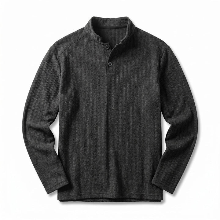 Men’s Textured Stand Collar Pullover Sweater