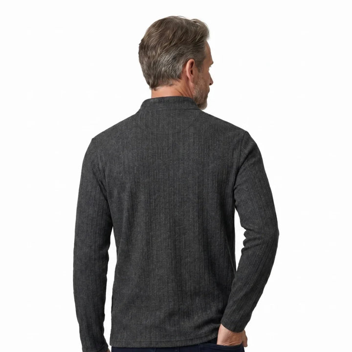 Men’s Textured Stand Collar Pullover Sweater
