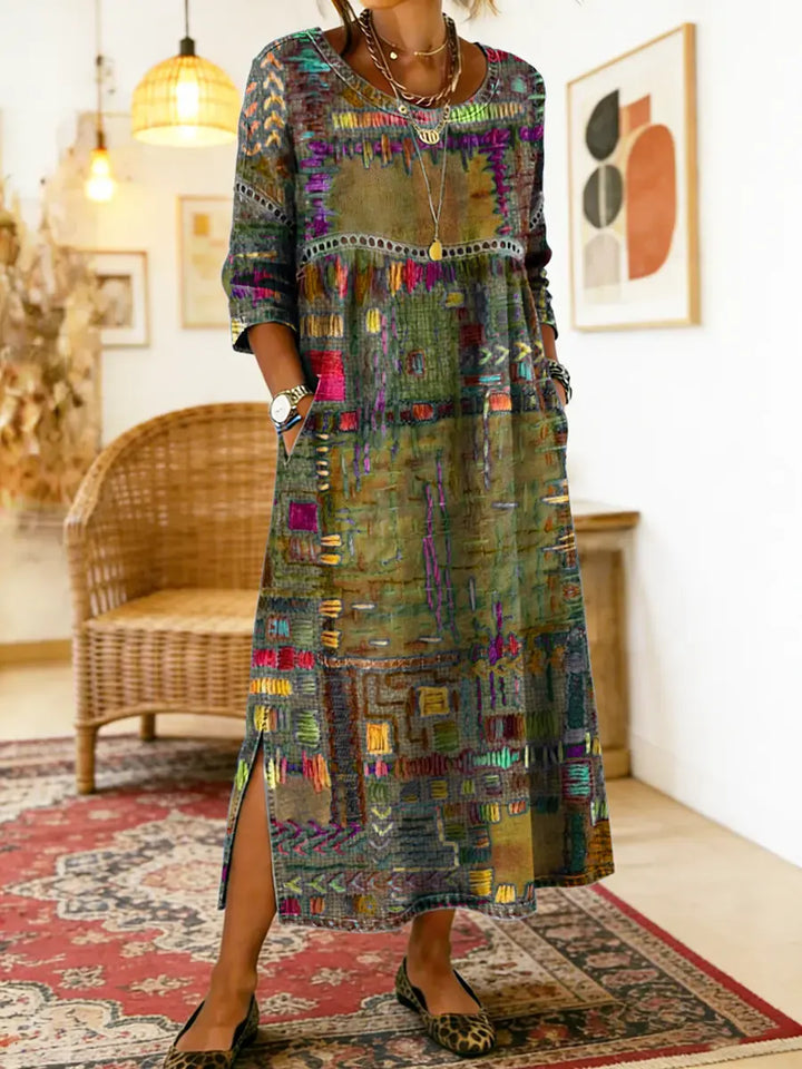 Women’s Boho Patchwork Printed Dress
