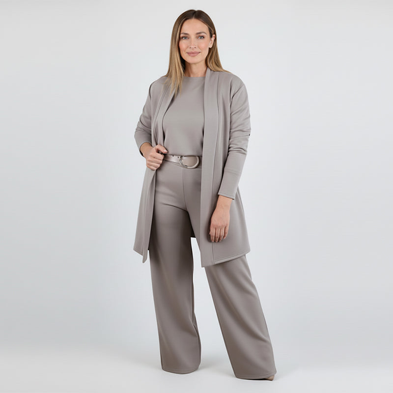 Women’s Elegant Longline 3-Piece Cardigan Top And Pants Set