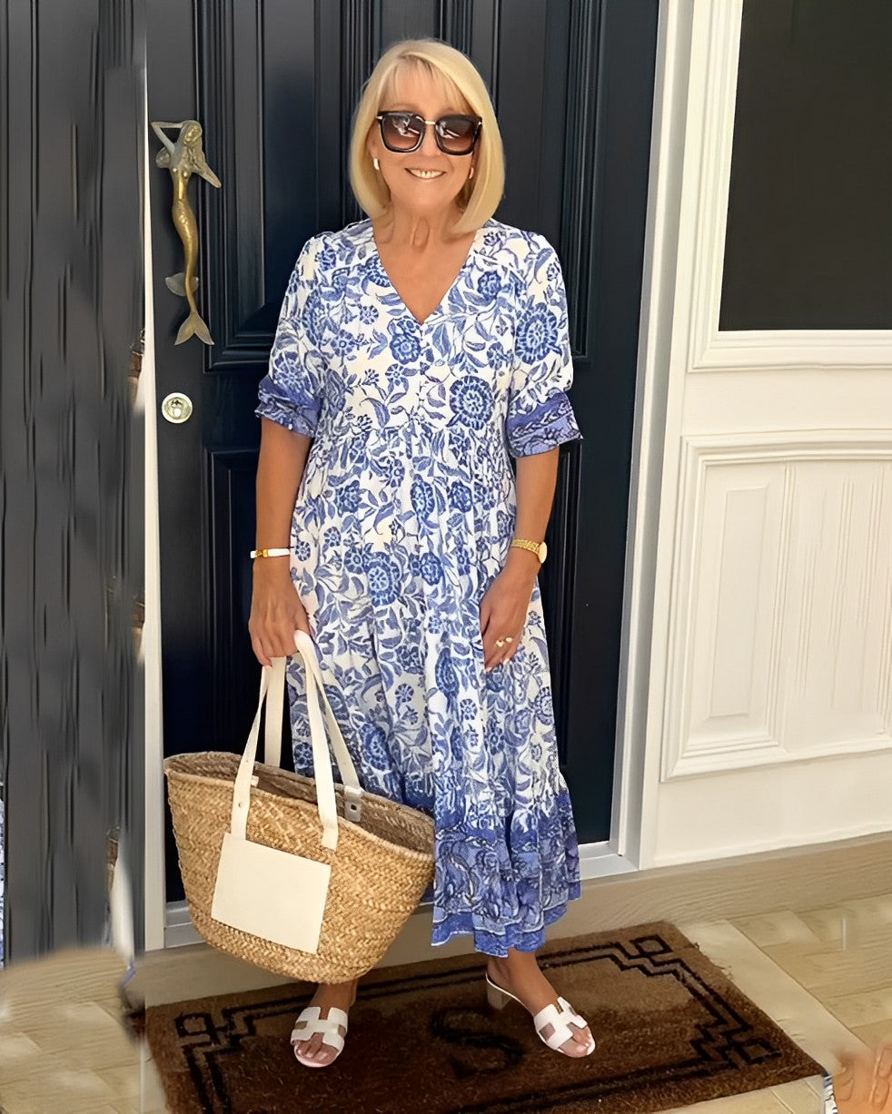 Women’s V-Neck Floral Print Dress