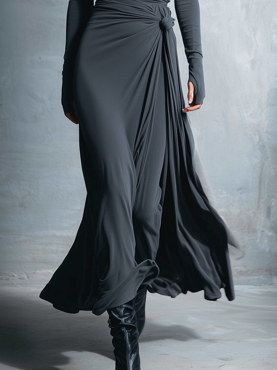Women’s Side Knot Tie Waist Maxi Dress