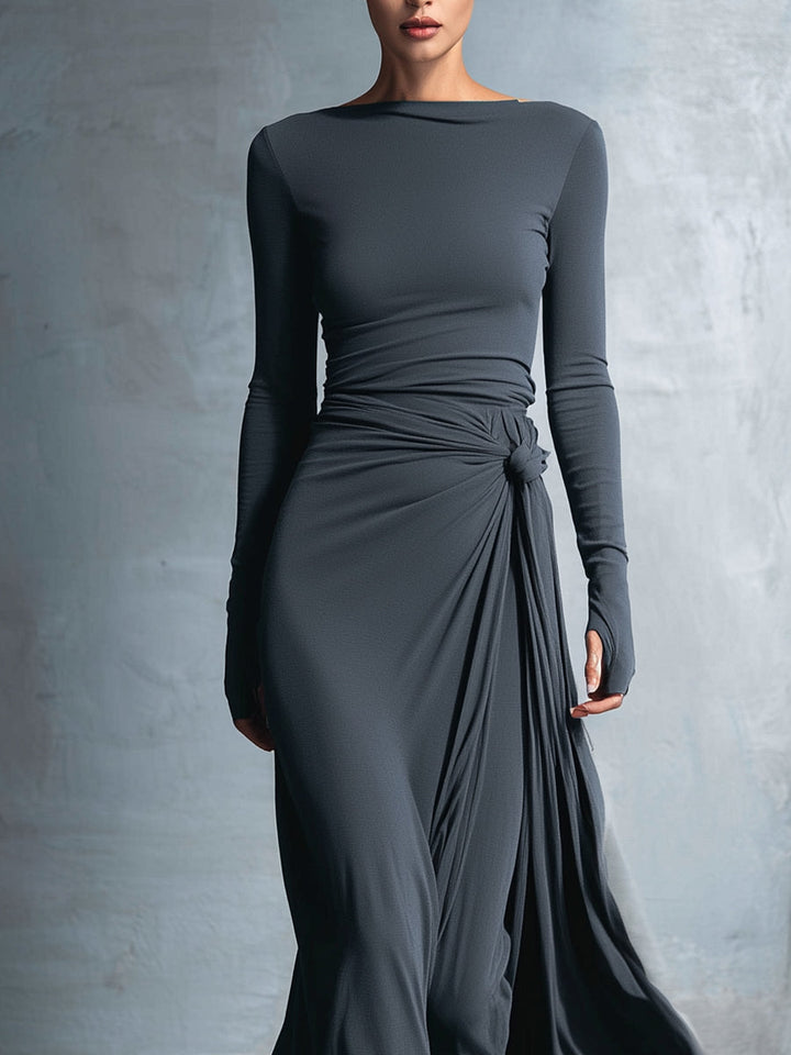 Women’s Side Knot Tie Waist Maxi Dress