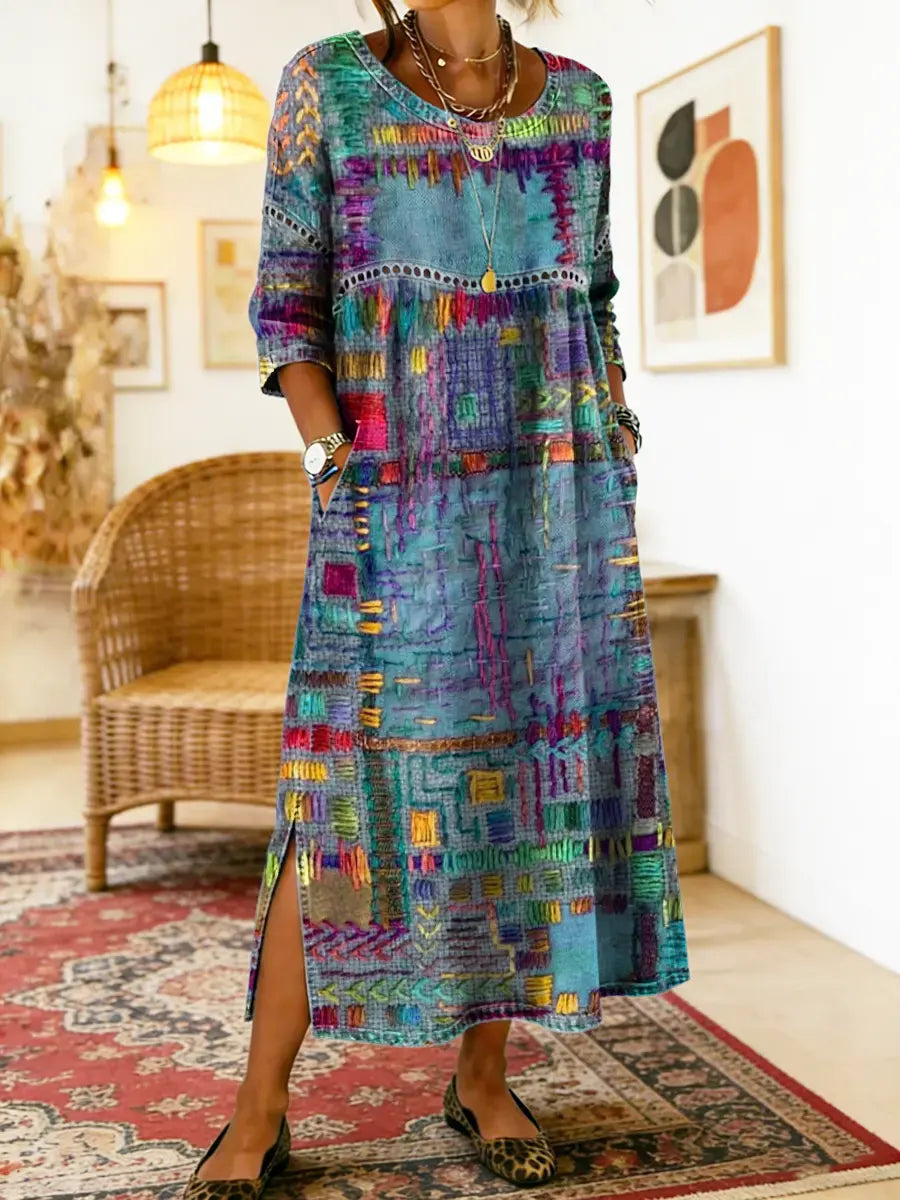 Women’s Boho Patchwork Printed Dress