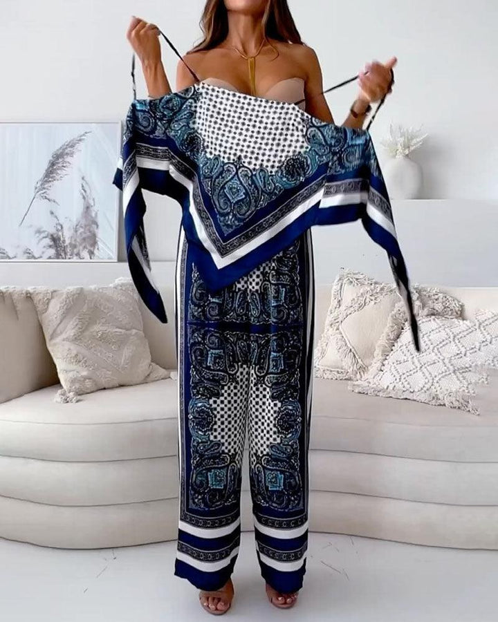 Women’s Lace-Up Two-Piece Vest And Pants Set
