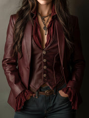 Women’s Vintage Burgundy Blazer
