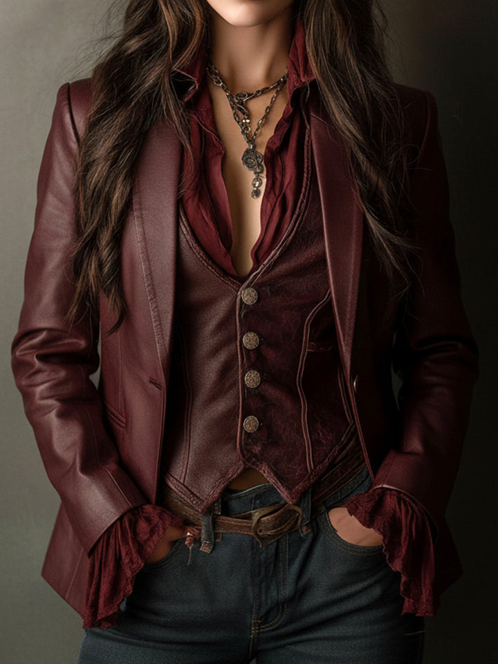 Women’s Vintage Burgundy Blazer