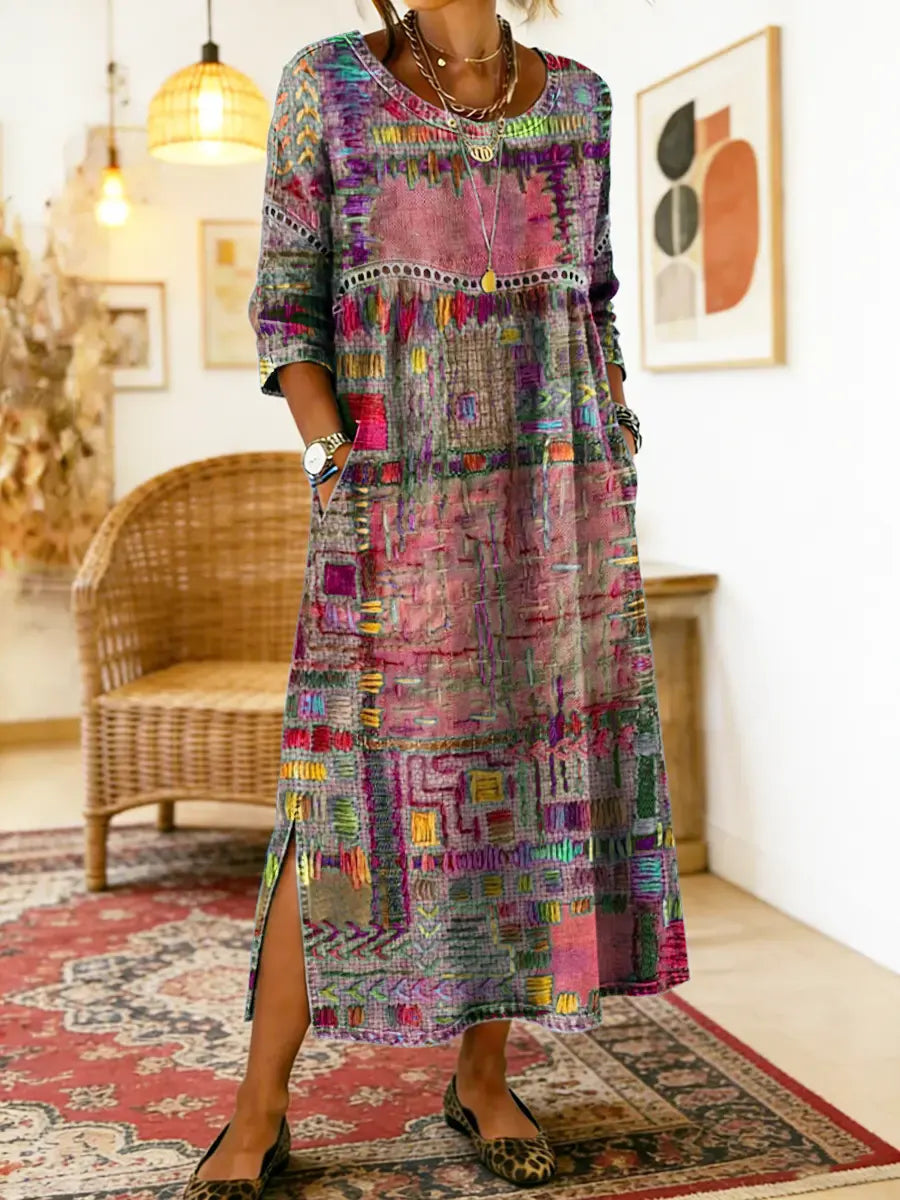 Women’s Boho Patchwork Printed Dress