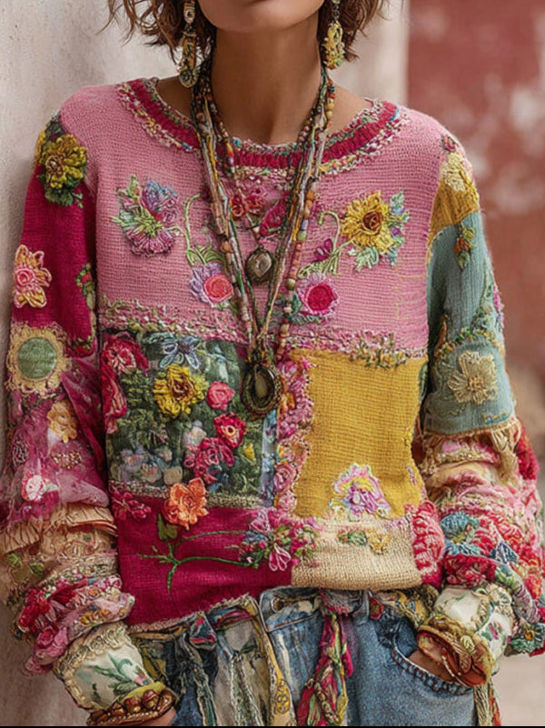Women’s Boho Knit Pullover Sweater