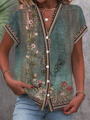 Women’s Watercolor Floral Print Blouse