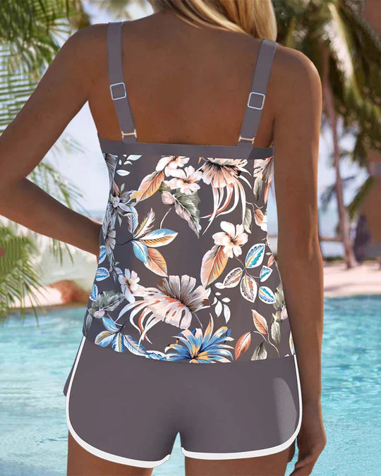 Women’s U-Neck Printed Two-Piece Tankini Set