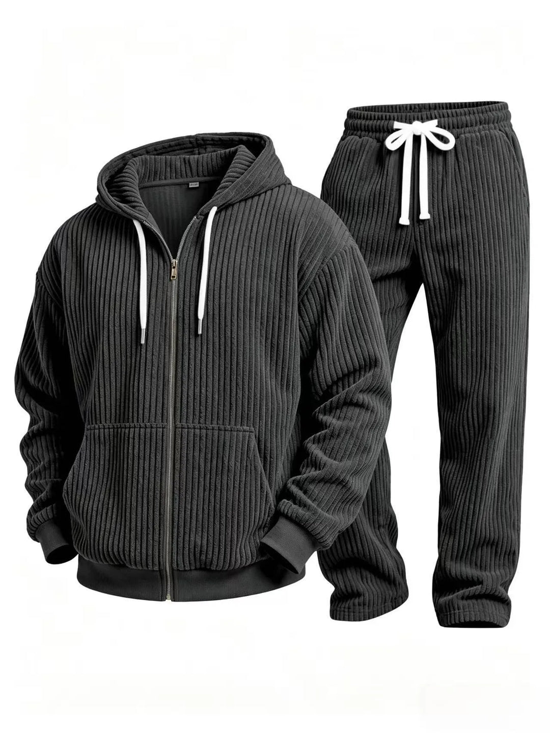 Men’s Ribbed Hooded Two-Piece Loungewear Set