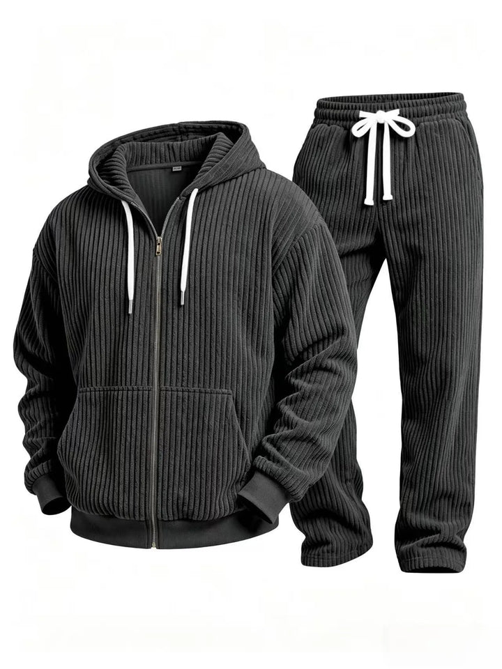 Men’s Ribbed Hooded Two-Piece Loungewear Set