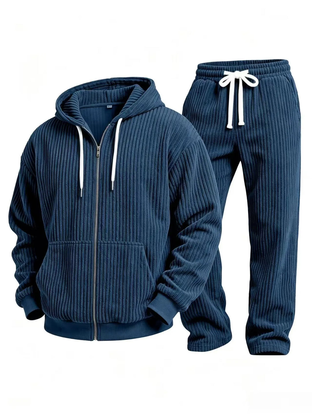 Men’s Ribbed Hooded Two-Piece Loungewear Set
