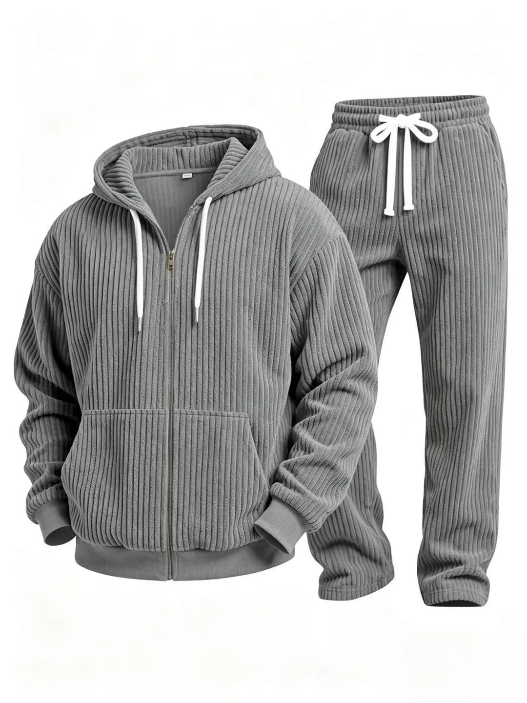 Men’s Ribbed Hooded Two-Piece Loungewear Set