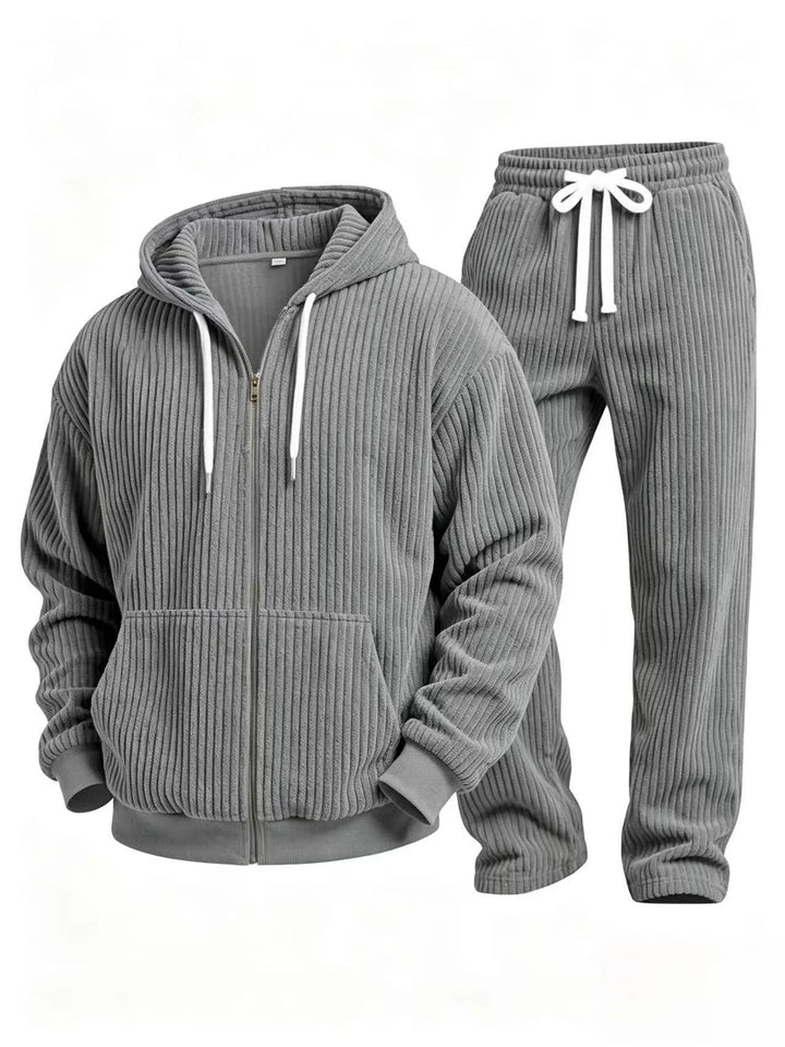 Men’s Ribbed Hooded Two-Piece Loungewear Set