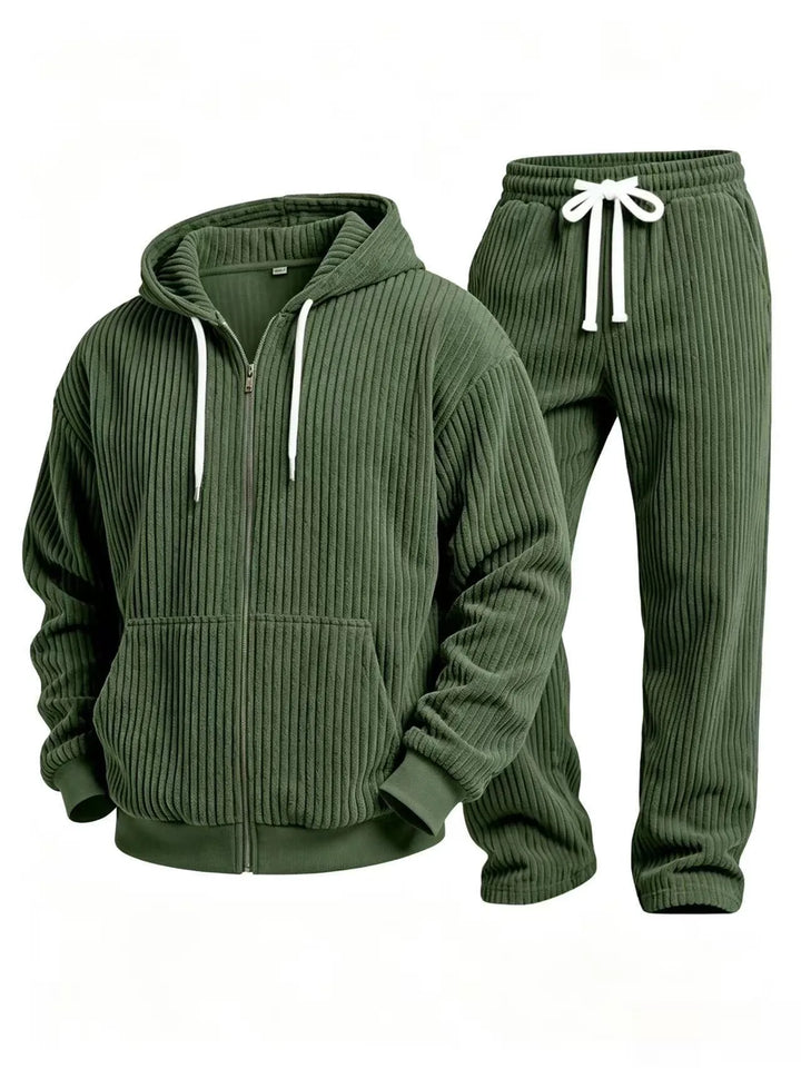 Men’s Ribbed Hooded Two-Piece Loungewear Set
