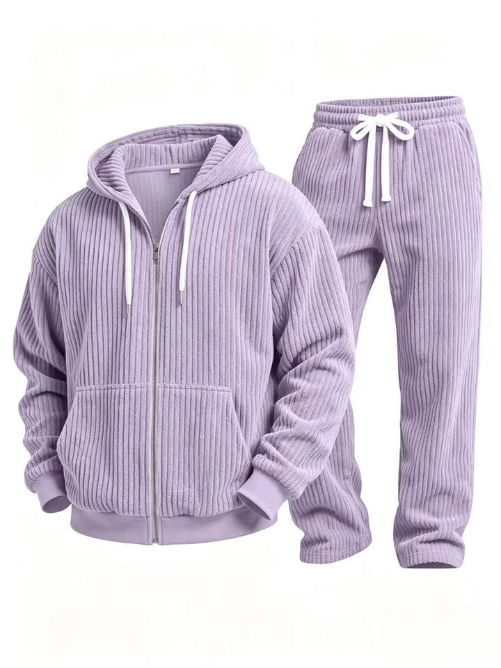 Men’s Ribbed Hooded Two-Piece Loungewear Set