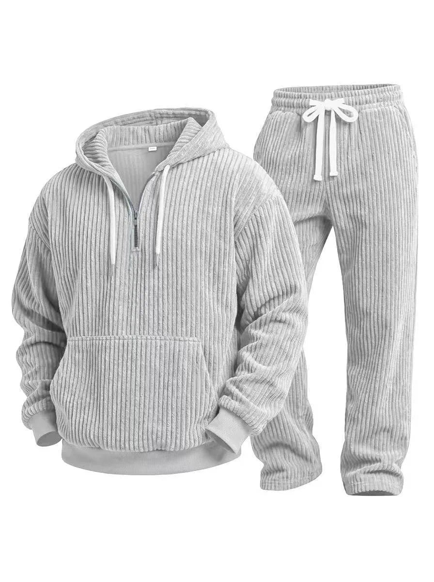 Men’s Ribbed Hooded Two-Piece Loungewear Set