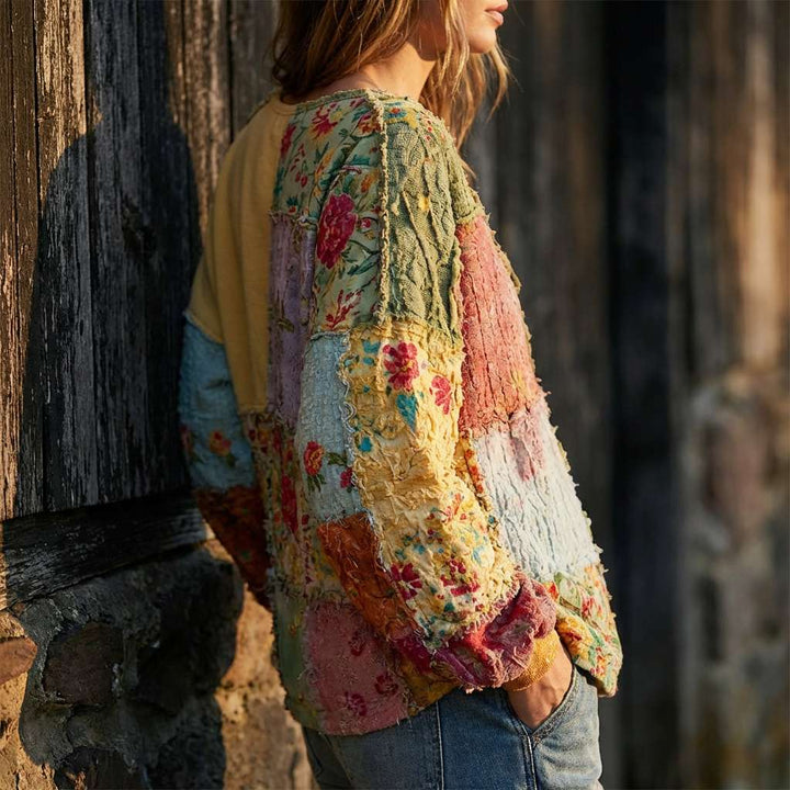 Women’s Colorful Patchwork Boho Top