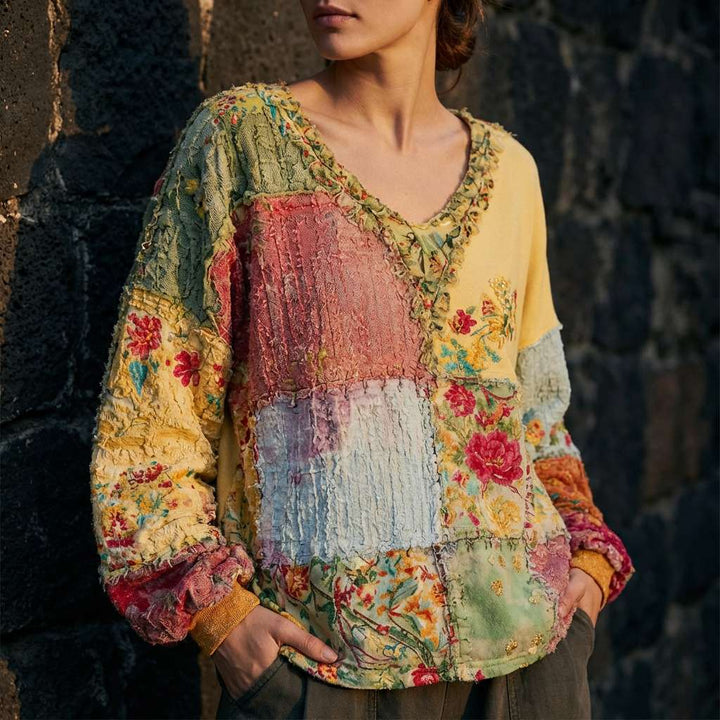 Women’s Colorful Patchwork Boho Top