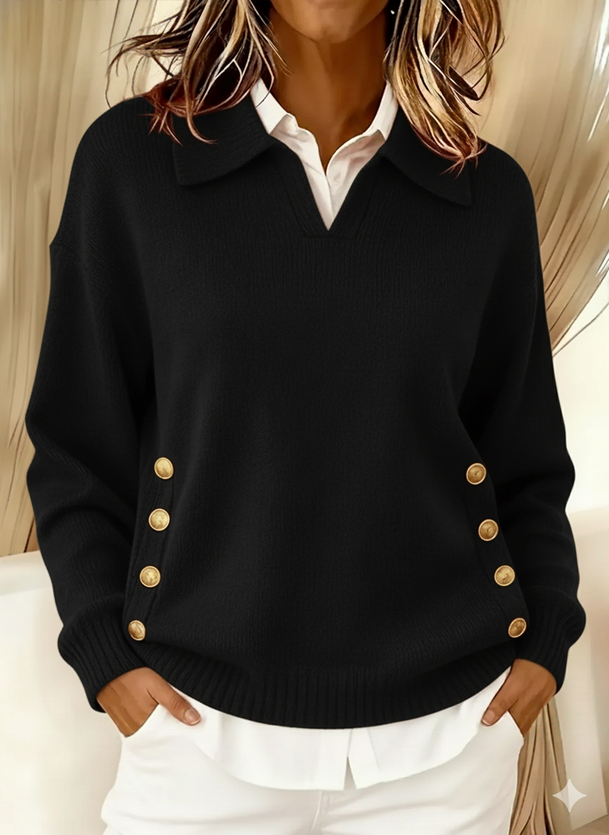 Women’s Collared V-Neck Long Sleeve Sweater