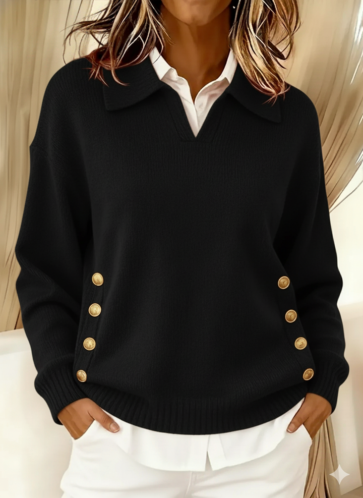 Women’s Collared V-Neck Long Sleeve Sweater
