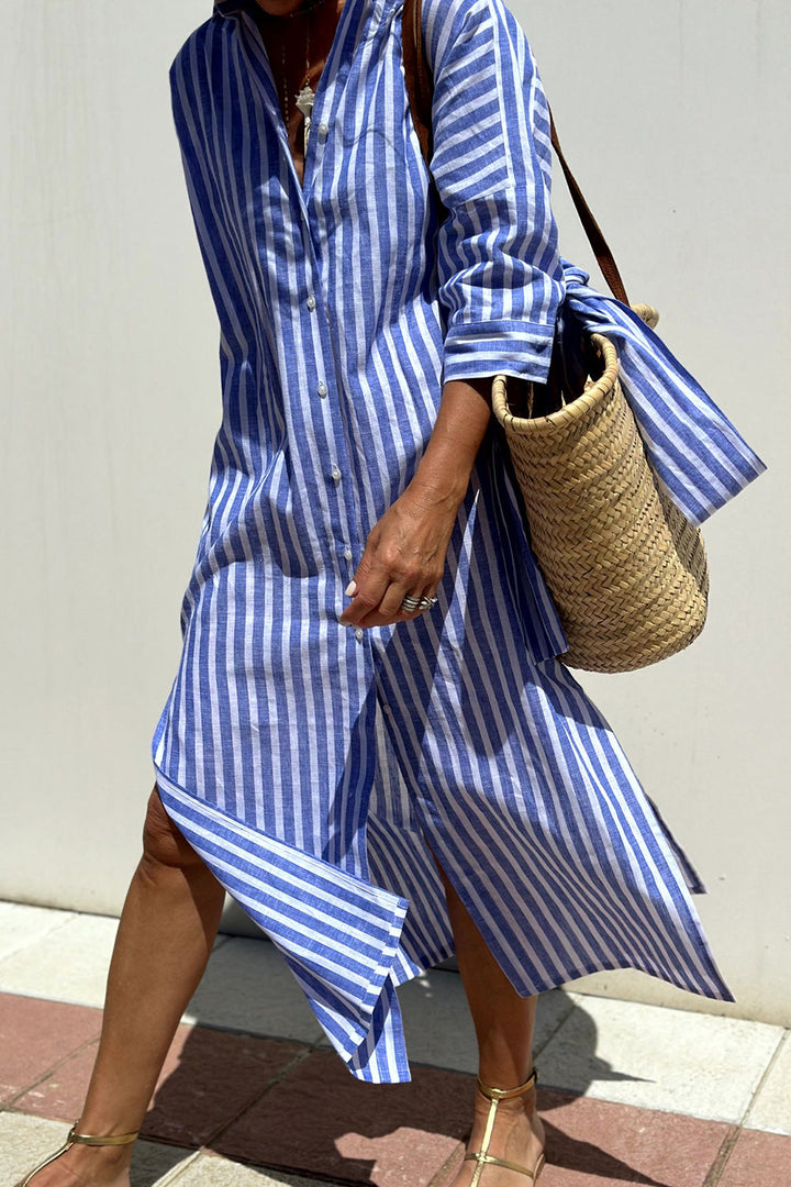 Women’s Striped Button-Down Shirt Dress