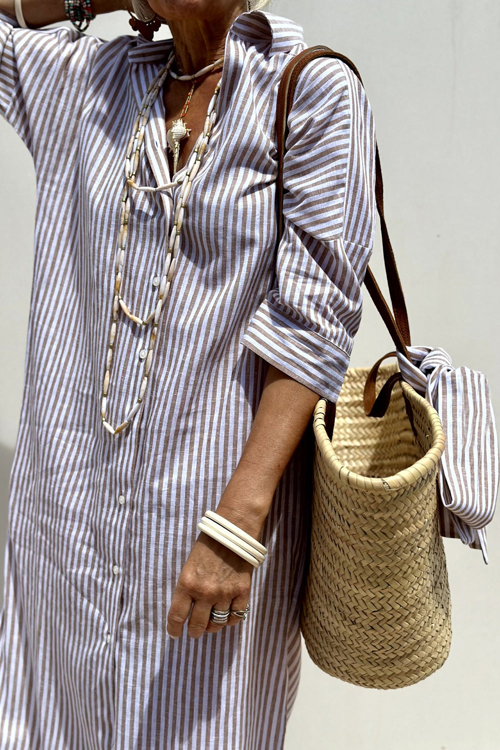Women’s Striped Button-Down Shirt Dress