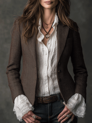 Women's Vintage Brown Tailored Blazer