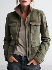 Women’s Olive Green Utility Pocket Cargo Jacket