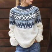 Women’s Icelandic Pattern Knit Pullover Sweater